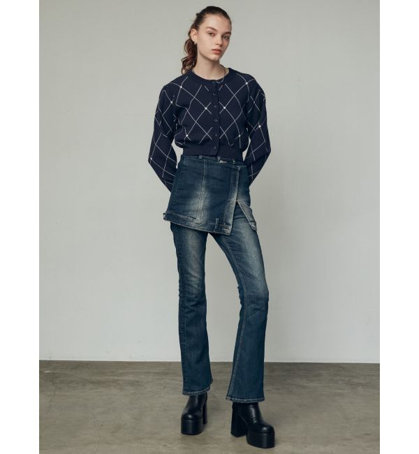 EMODA「ウエストレイヤーハイウエストフレアパギンス」|デニム|