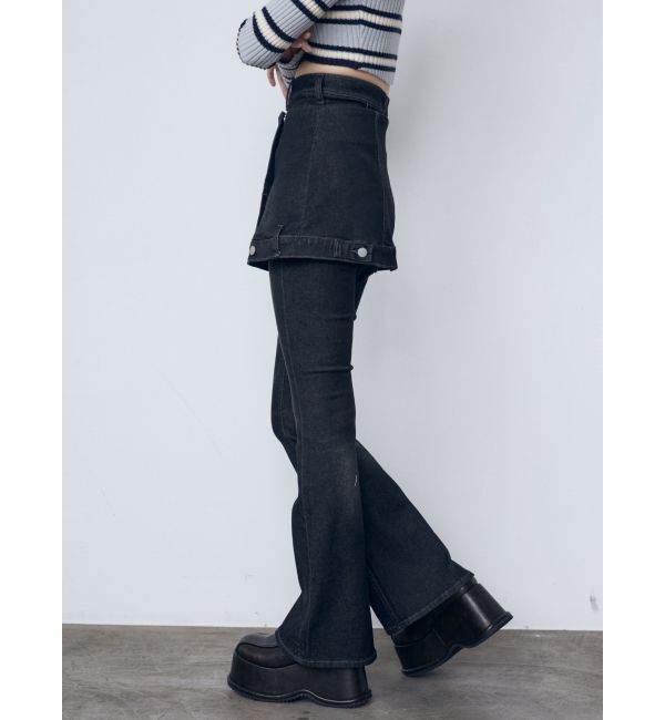 EMODA「ウエストレイヤーハイウエストフレアパギンス」|デニム|