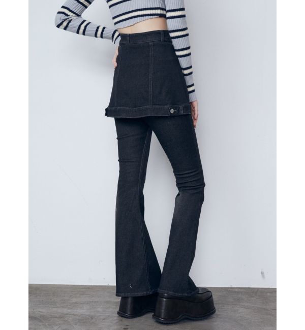 EMODA「ウエストレイヤーハイウエストフレアパギンス」|デニム|
