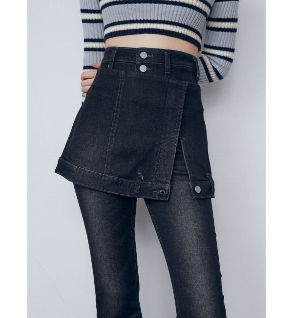 EMODA「ウエストレイヤーハイウエストフレアパギンス」|デニム|