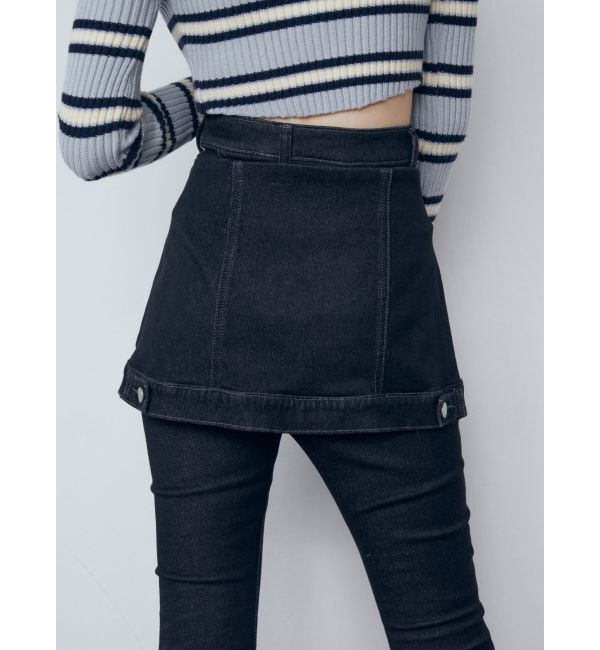 EMODA「ウエストレイヤーハイウエストフレアパギンス」|デニム|