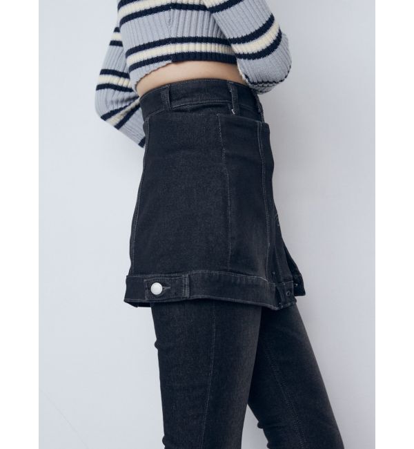 EMODA「ウエストレイヤーハイウエストフレアパギンス」|デニム|