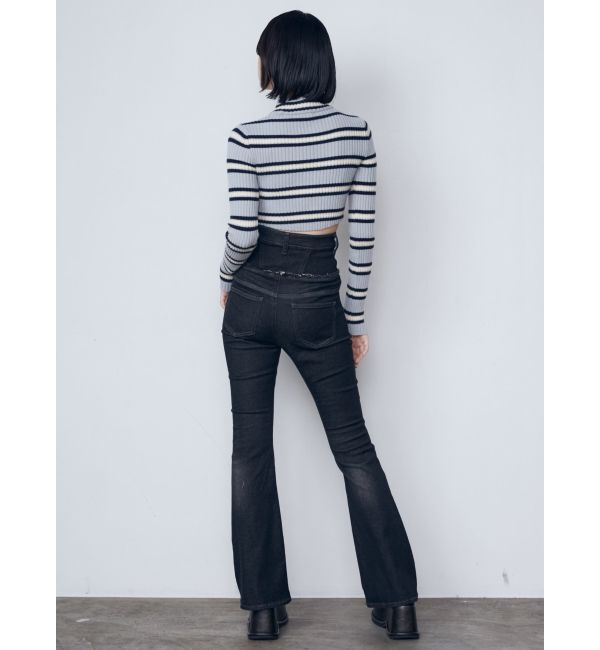 EMODA「ウエストレイヤーハイウエストフレアパギンス」|デニム|