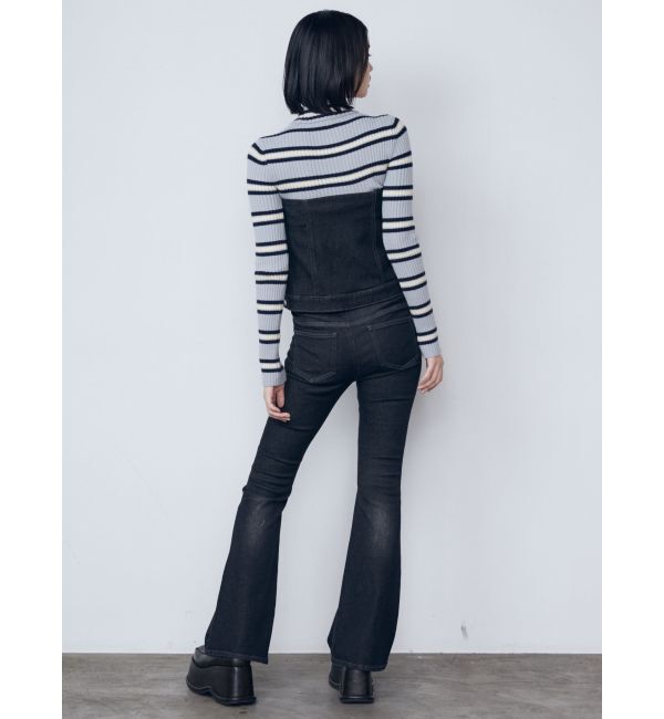 EMODA「ウエストレイヤーハイウエストフレアパギンス」|デニム|