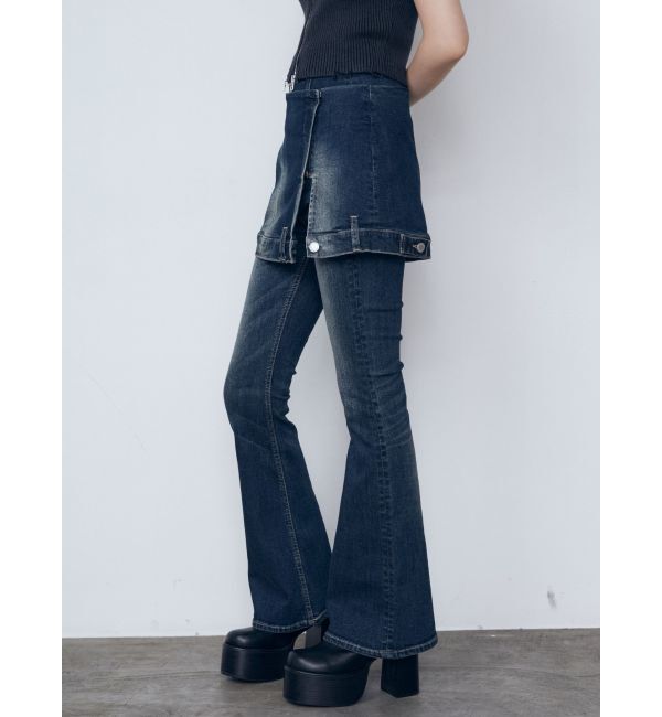 EMODA「ウエストレイヤーハイウエストフレアパギンス」|デニム|