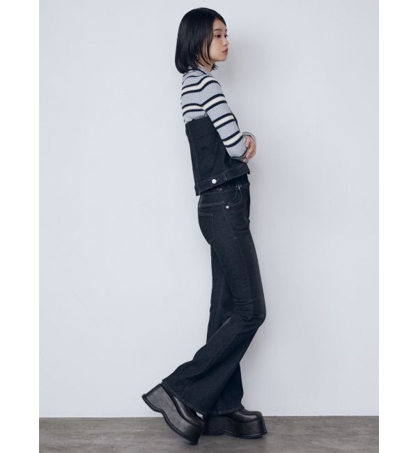 EMODA「ウエストレイヤーハイウエストフレアパギンス」|デニム|
