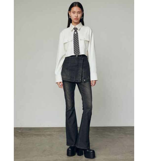 EMODA「ウエストレイヤーハイウエストフレアパギンス」|デニム|