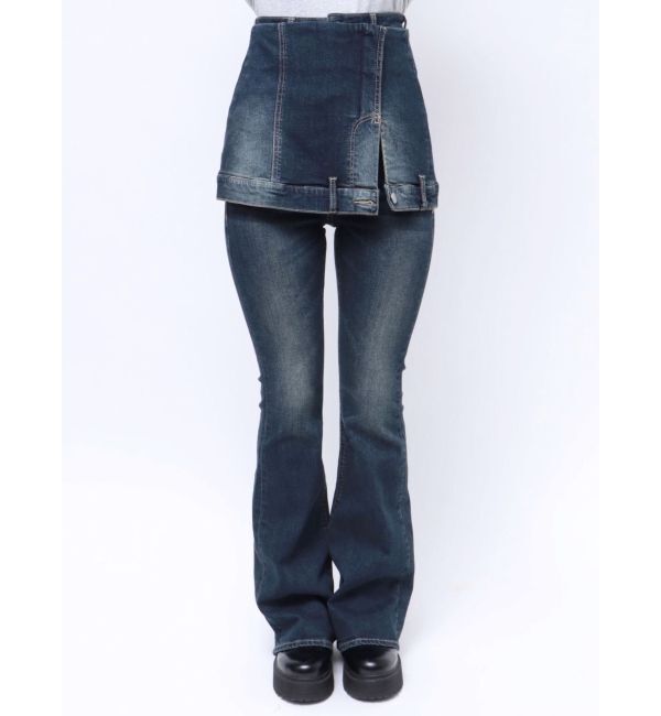 EMODA「ウエストレイヤーハイウエストフレアパギンス」|デニム|