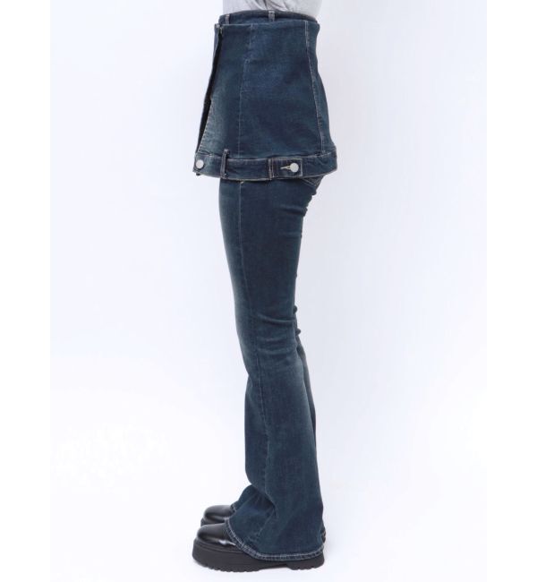 EMODA「ウエストレイヤーハイウエストフレアパギンス」|デニム|