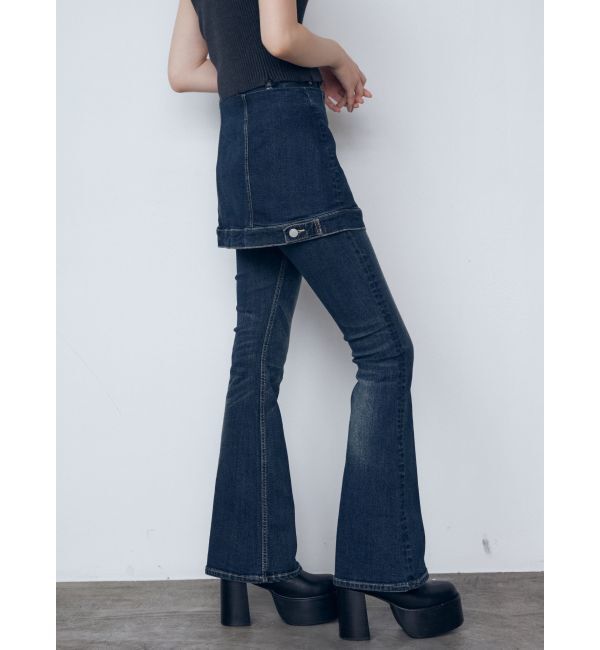 EMODA「ウエストレイヤーハイウエストフレアパギンス」|デニム|