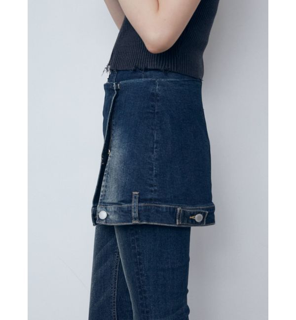 EMODA「ウエストレイヤーハイウエストフレアパギンス」|デニム|