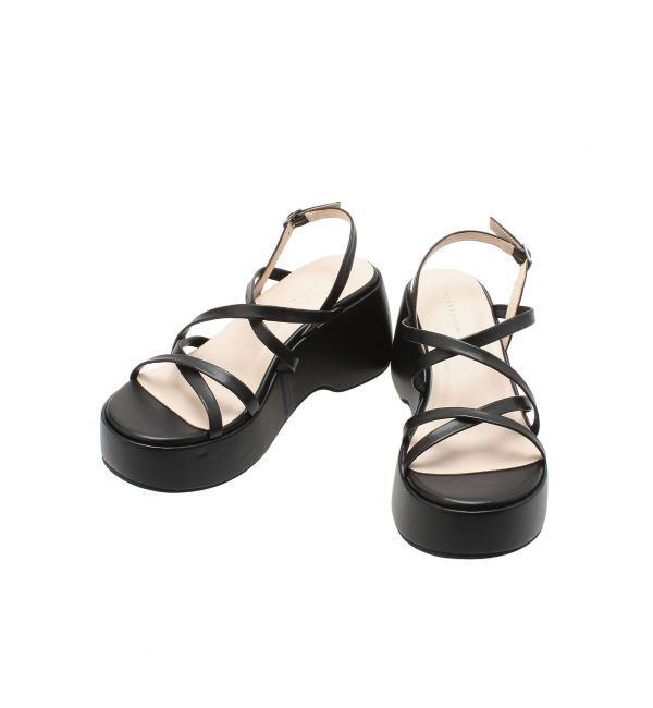 MERCURYDUO「メタリックストラップサンダル」|サンダル|ブラック