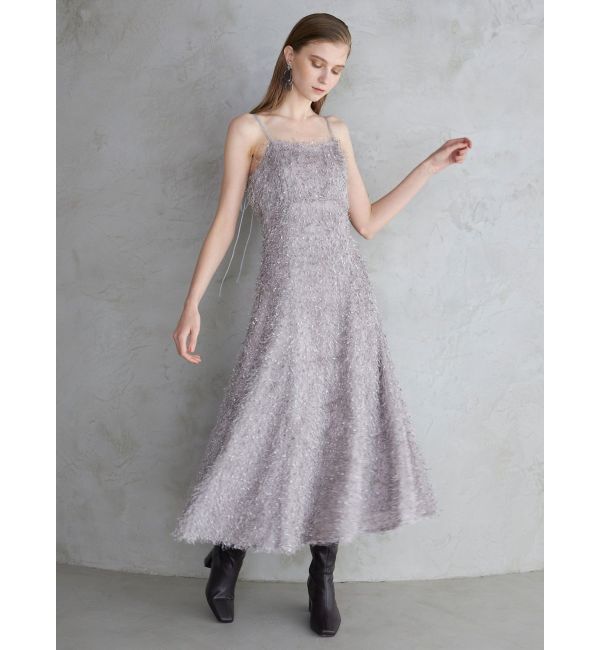 MERCURYDUO「フェザーフレアキャミワンピース」|ワンピース|ライトグレー