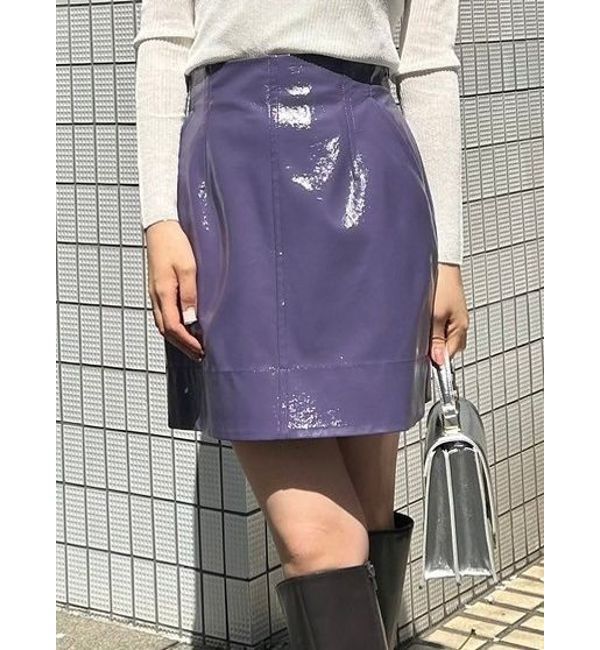MERCURYDUO「フェイクレザーミニスカート」|スカート|パープル