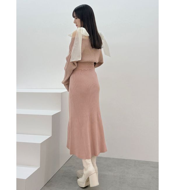 MERCURYDUO「2WAYショルダーリボンマーメイドニットワンピース」|ワンピース|