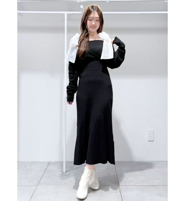 MERCURYDUO「2WAYショルダーリボンマーメイドニットワンピース」|ワンピース|