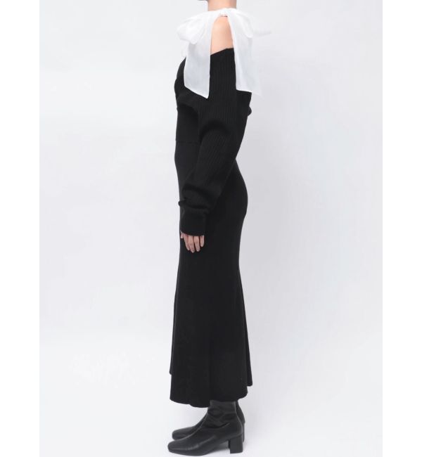 MERCURYDUO「2WAYショルダーリボンマーメイドニットワンピース」|ワンピース|