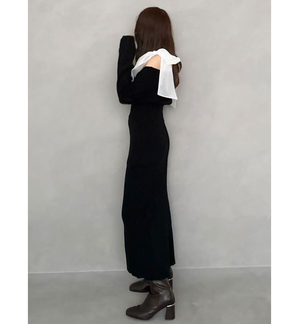 MERCURYDUO「2WAYショルダーリボンマーメイドニットワンピース」|ワンピース|