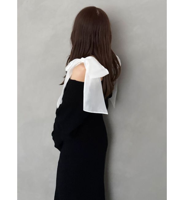 MERCURYDUO「2WAYショルダーリボンマーメイドニットワンピース」|ワンピース|