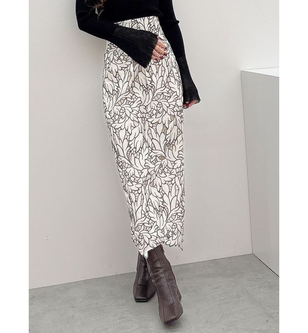 MERCURYDUO「カットワークレースペンシルスカート」|スカート|オフホワイト