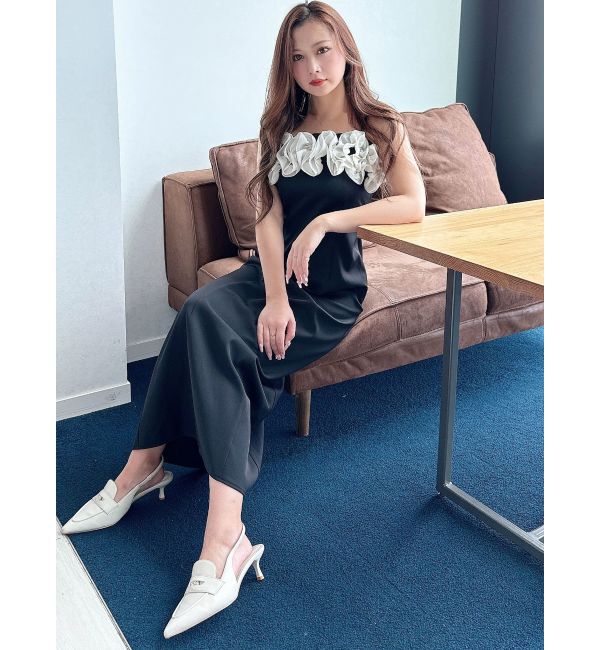 MERCURYDUO「デコルテバルーンフリルキャミワンピース」|ワンピース|