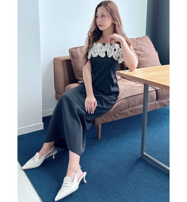 MERCURYDUO「デコルテバルーンフリルキャミワンピース」|ワンピース|