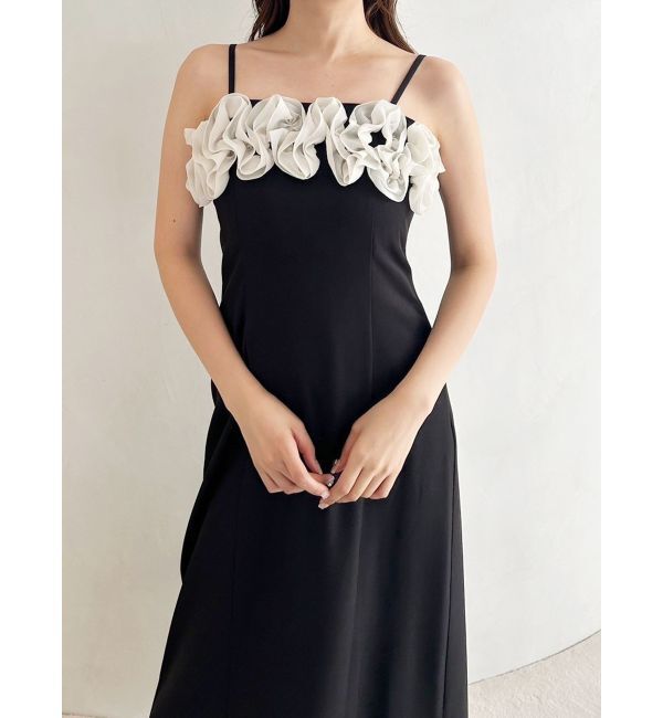 MERCURYDUO「デコルテバルーンフリルキャミワンピース」|ワンピース|