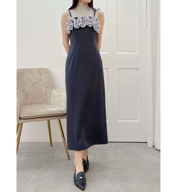 MERCURYDUO「デコルテバルーンフリルキャミワンピース」|ワンピース|