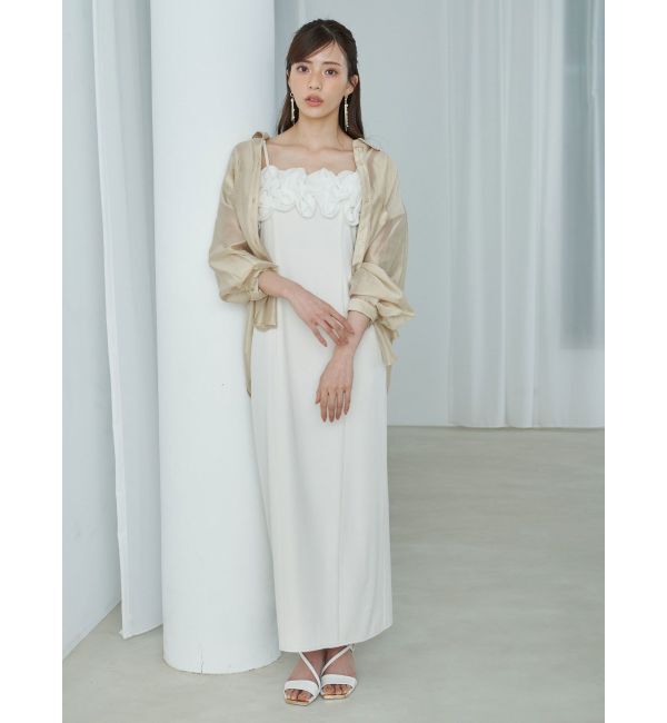 MERCURYDUO「デコルテバルーンフリルキャミワンピース」|ワンピース|