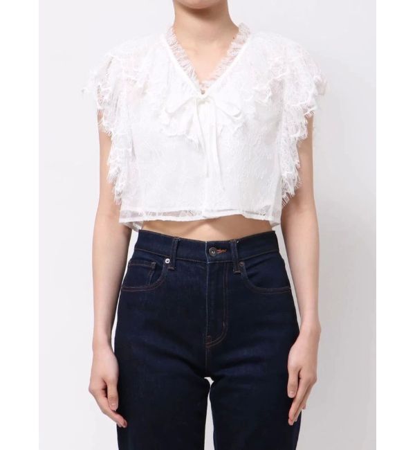 MERCURYDUO「レースクロップドブラウス」|シャツ・ブラウス|オフホワイト
