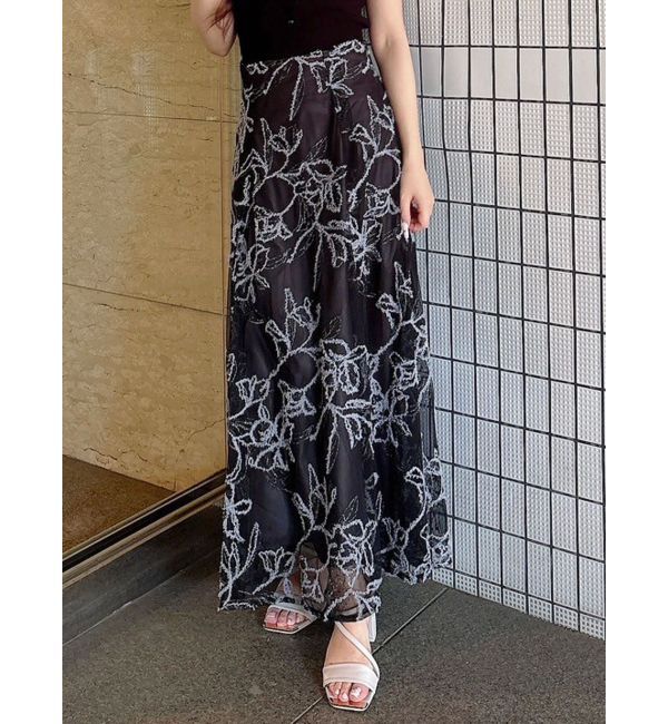 MERCURYDUO「エンブロイダリースカート」|スカート|ブラック