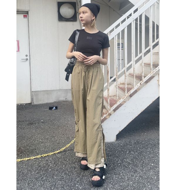 MURUA「メッシュロゴナイロンカーゴフレアパンツ【2way】」|その他|