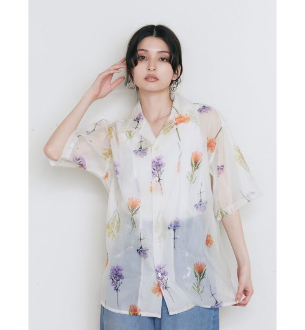 MURUA「フラワーシアーオープンカラーシャツ【WEB限定】」|シャツ・ブラウス|