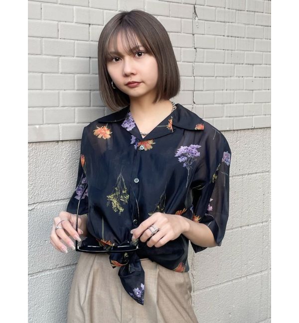 MURUA「フラワーシアーオープンカラーシャツ【WEB限定】」|シャツ・ブラウス|
