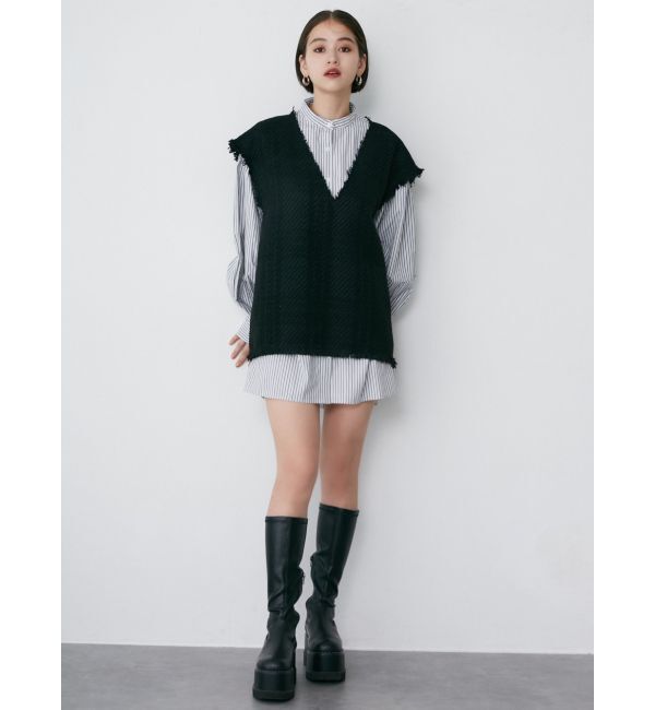 MURUA「オリジナルツイードシャツワンピース【2way】」|ワンピース|