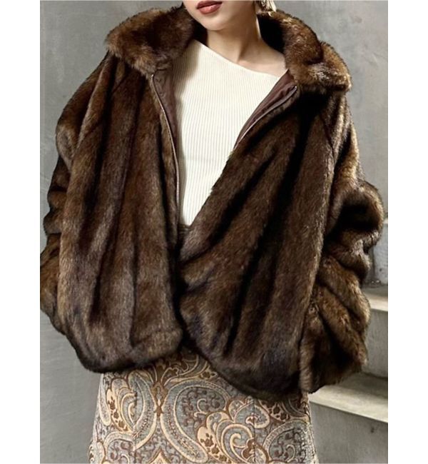 MURUA「フェイクファーブルゾン」|ブルゾン・スタジャン|ブラウン