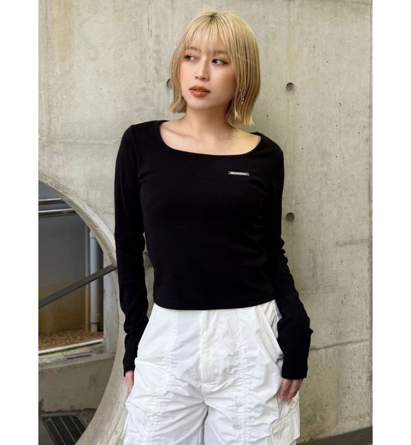 MURUA「プレートクロップドトップス」|Tシャツ・カットソー|