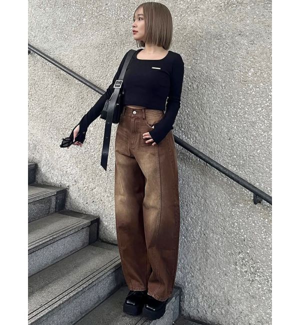 MURUA「プレートクロップドトップス」|Tシャツ・カットソー|