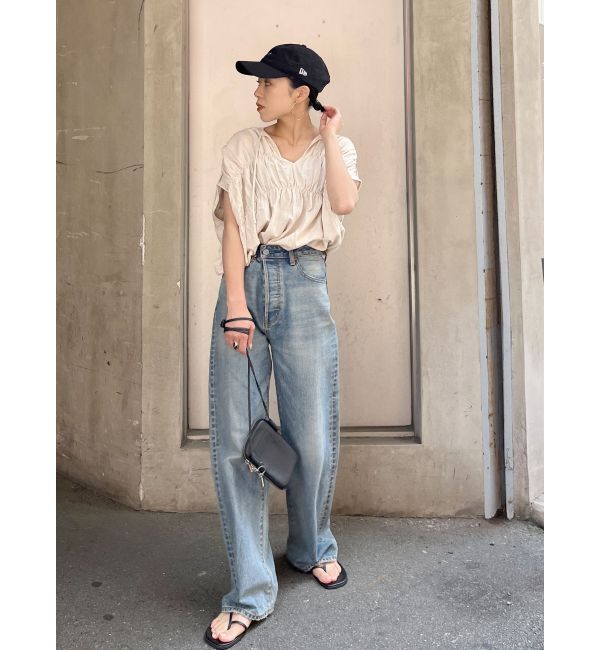 Ungrid「ハイウエストルーズストレートデニム」|デニム|