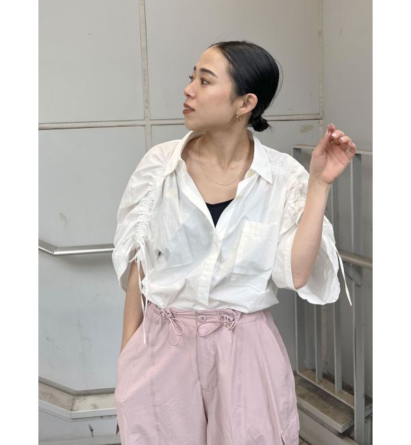 Ungrid「スリーブギャザーデザインハーフスリーブシャツ」|シャツ・ブラウス|オフホワイト