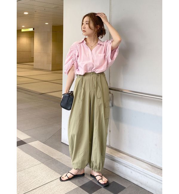 Ungrid「スリーブギャザーデザインハーフスリーブシャツ」|シャツ・ブラウス|