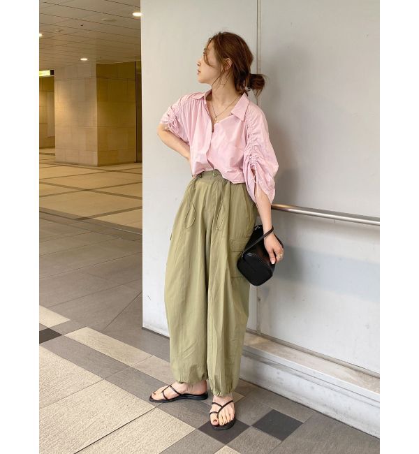 Ungrid「スリーブギャザーデザインハーフスリーブシャツ」|シャツ・ブラウス|