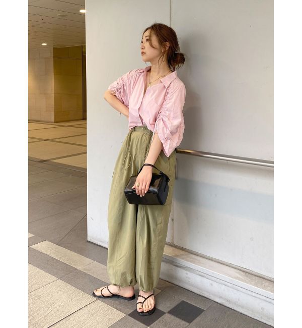 Ungrid「スリーブギャザーデザインハーフスリーブシャツ」|シャツ・ブラウス|