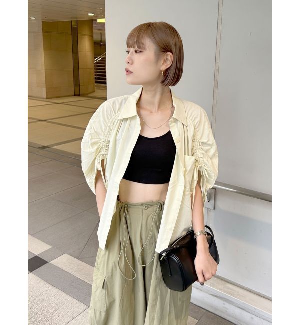 Ungrid「スリーブギャザーデザインハーフスリーブシャツ」|シャツ・ブラウス|