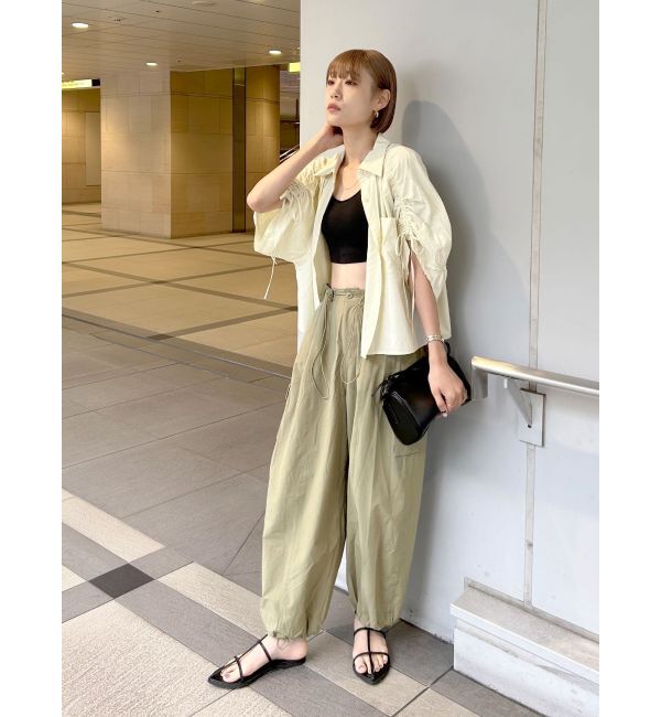 Ungrid「スリーブギャザーデザインハーフスリーブシャツ」|シャツ・ブラウス|