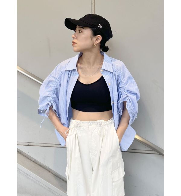 Ungrid「スリーブギャザーデザインハーフスリーブシャツ」|シャツ・ブラウス|