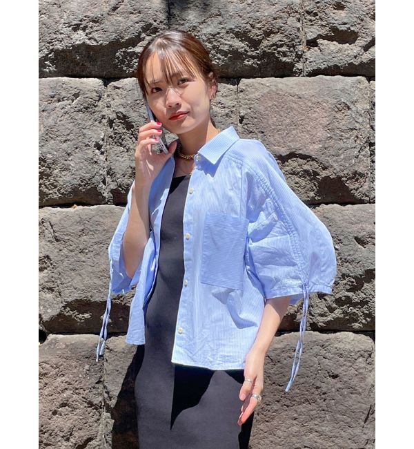 Ungrid「スリーブギャザーデザインハーフスリーブシャツ」|シャツ・ブラウス|