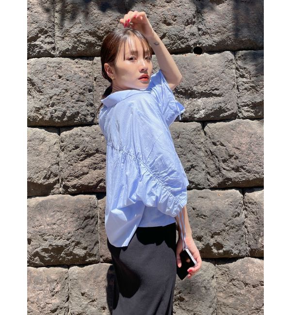 Ungrid「スリーブギャザーデザインハーフスリーブシャツ」|シャツ・ブラウス|