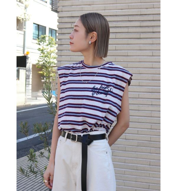 Ungrid「Sobrante by mixta別注 マルチボーダータンクトップ」|Tシャツ・カットソー|オフホワイト