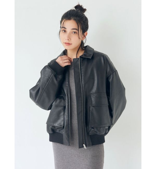 Ungrid「フェイクレザーブルゾン」|ブルゾン・スタジャン|